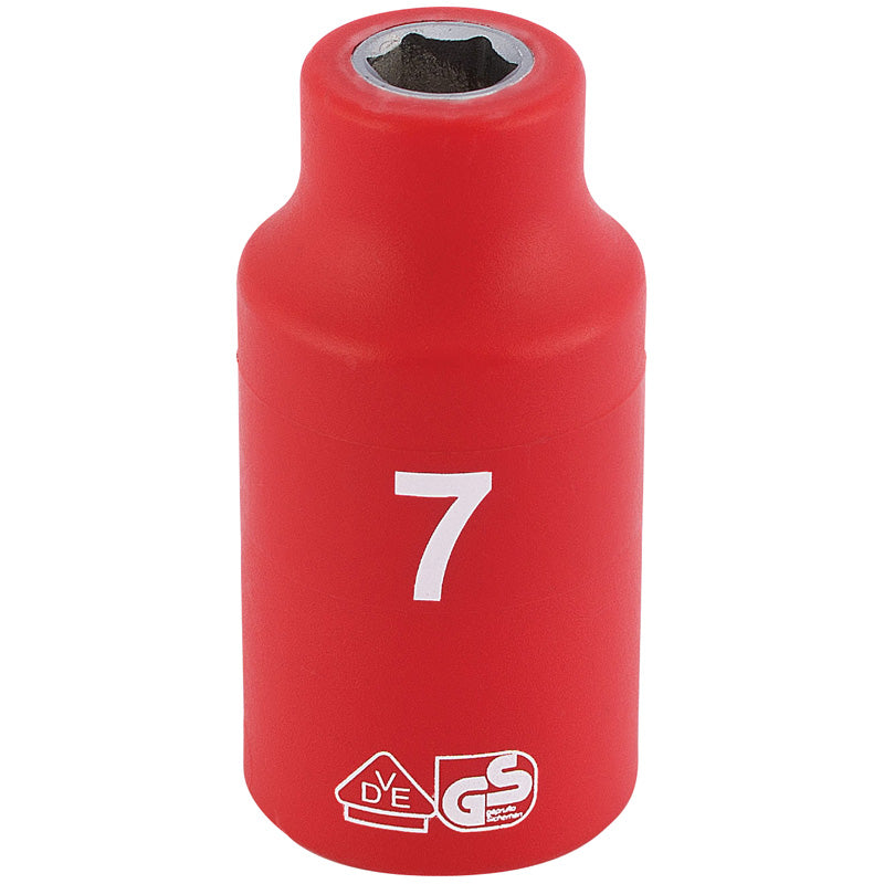 Draper Fully Insulated VDE Socket, 3/8" Sq. Dr., 7mm DRA-31500