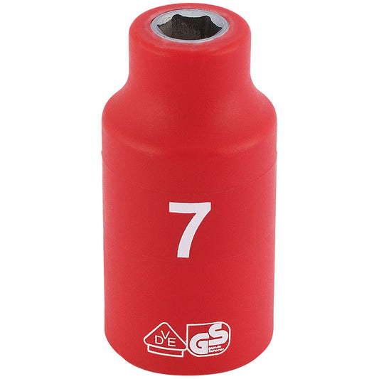 Draper Fully Insulated VDE Socket, 3/8" Sq. Dr., 7mm DRA-31500