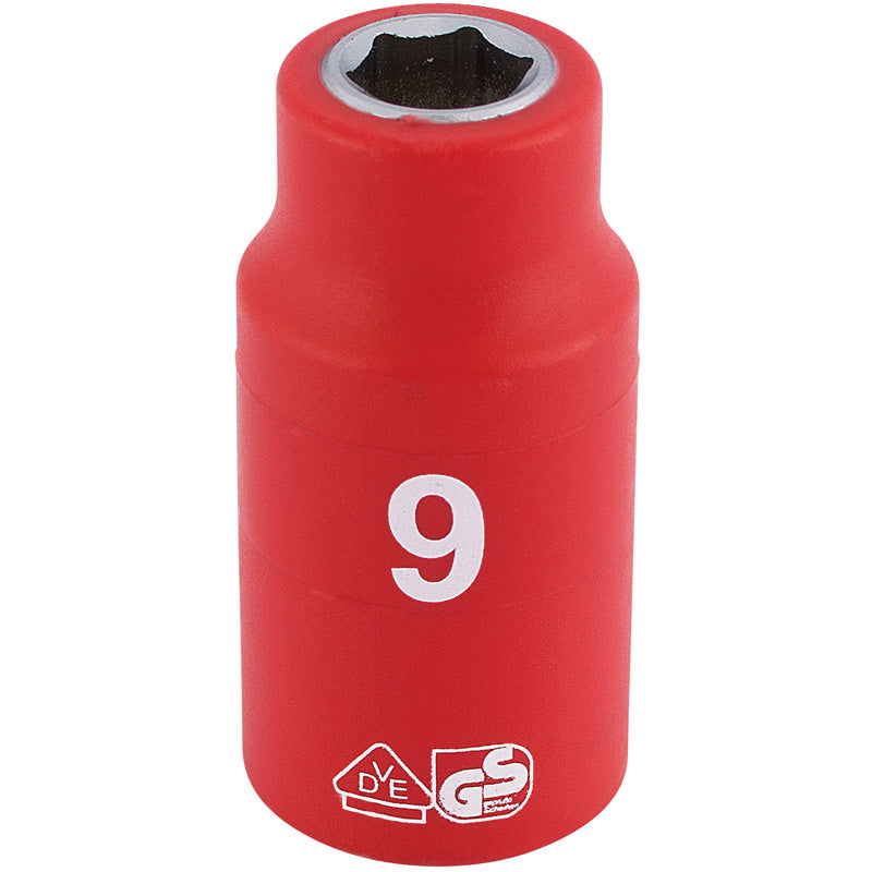 Draper Fully Insulated VDE Socket, 3/8" Sq. Dr., 9mm DRA-31556