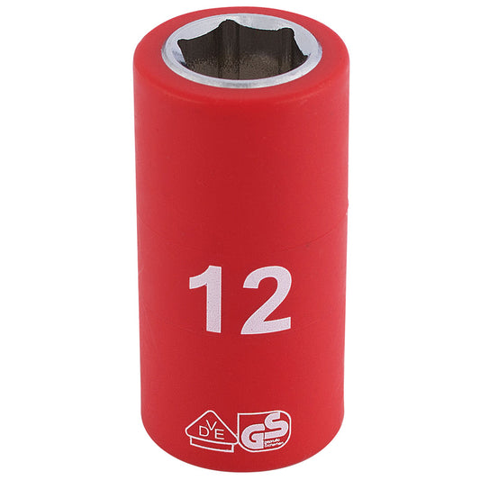 Draper Fully Insulated VDE Socket, 3/8" Sq. Dr., 12mm DRA-31615