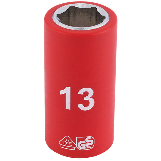 Draper Fully Insulated VDE Socket, 3/8" Sq. Dr., 13mm DRA-31660