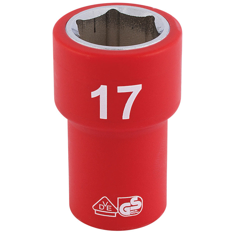 Draper Fully Insulated VDE Socket, 3/8" Sq. Dr., 17mm DRA-31720