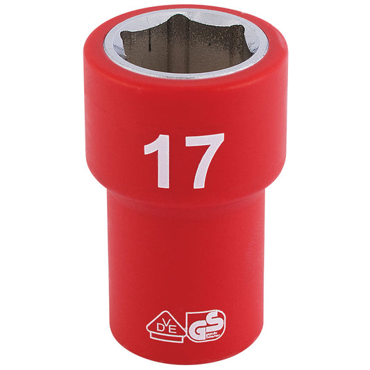 Draper Fully Insulated VDE Socket, 3/8" Sq. Dr., 17mm DRA-31720