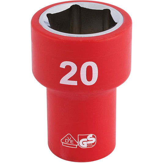 Draper Fully Insulated VDE Socket, 3/8" Sq. Dr., 20mm DRA-31748