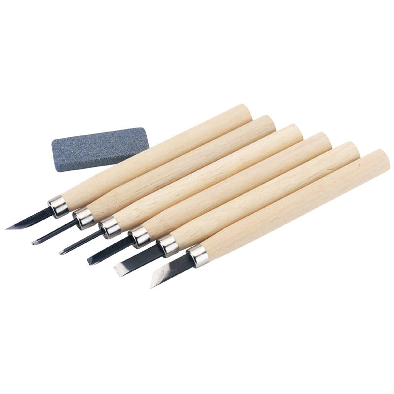 Draper Wood Carving Set with Sharpening Stone (7 Piece) DRA-31777