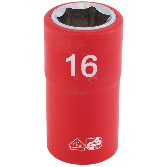 Draper Fully Insulated VDE Socket, 1/2" Sq. Dr., 16mm DRA-31843