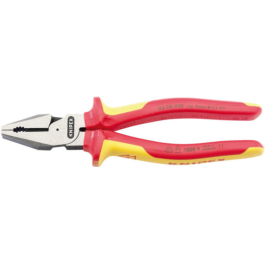 Knipex 02 08 200UKSBE VDE Fully Insulated High Leverage Combination Pliers, 200mm DRA-31861