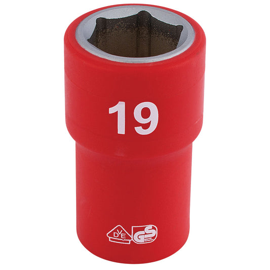 Draper Fully Insulated VDE Socket, 1/2" Sq. Dr., 19mm DRA-31880