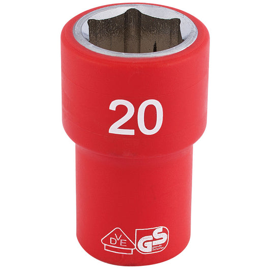 Draper Fully Insulated VDE Socket, 1/2" Sq. Dr., 20mm DRA-31882