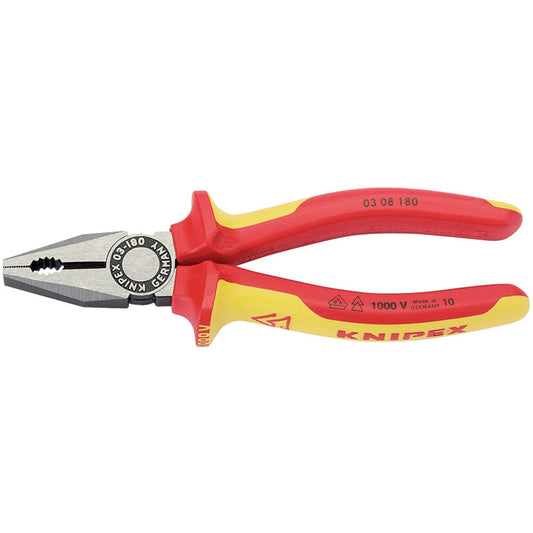Knipex 03 08 180UKSBE VDE Fully Insulated Combination Pliers, 180mm DRA-31918