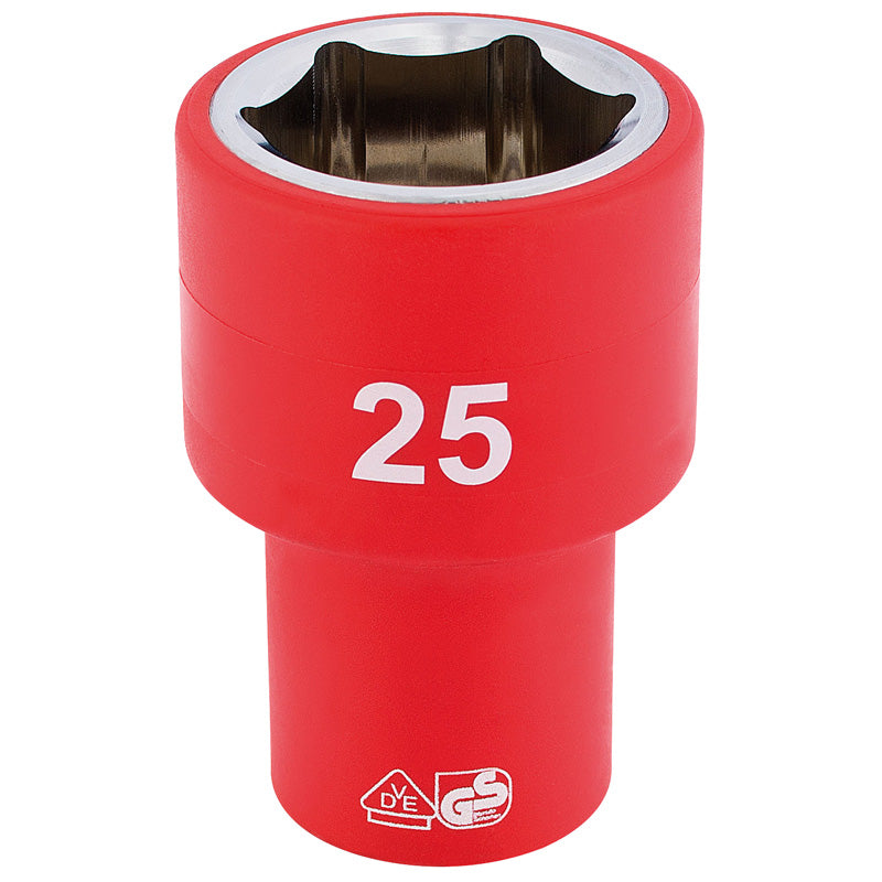 Draper Fully Insulated VDE Socket, 1/2" Sq. Dr., 25mm DRA-31961