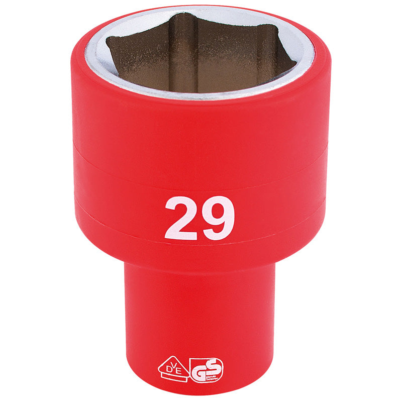 Draper Fully Insulated VDE Socket, 1/2" Sq. Dr., 29mm DRA-31988