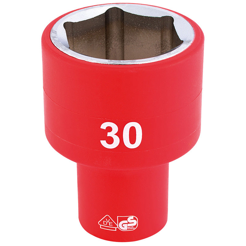 Draper Fully Insulated VDE Socket, 1/2" Sq. Dr., 30mm DRA-32000