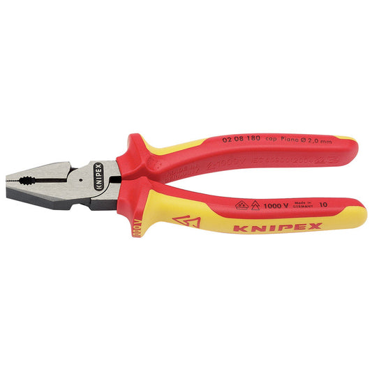 Knipex 02 08 180UKSBE VDE Fully Insulated High Leverage Combination Pliers, 180mm DRA-32015