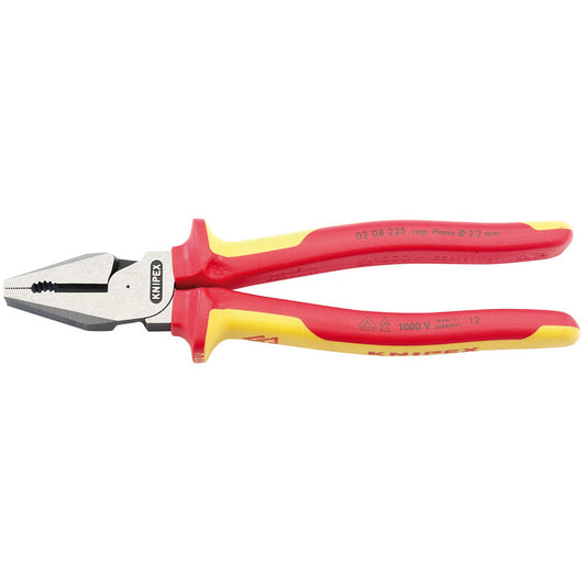 Knipex 02 08 225UKSBE VDE Fully Insulated High Leverage Combination Pliers, 225mm DRA-32018