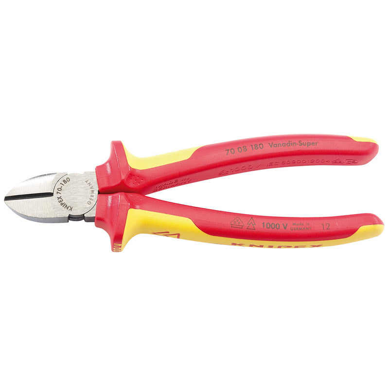 Knipex 70 08 180UKSBE VDE Fully Insulated Diagonal Side Cutters, 180mm DRA-32021
