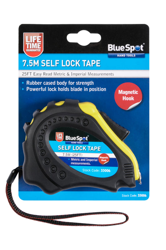 BlueSpot 7.5m (25ft) Soft Grip Self-Lock Tape Measure 33006