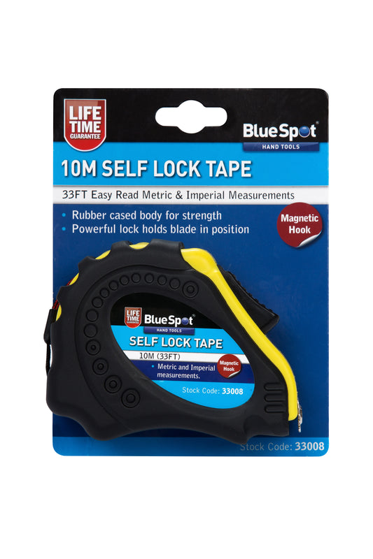 BlueSpot 10m (33ft) Soft Grip Self-Lock Tape Measure 33008