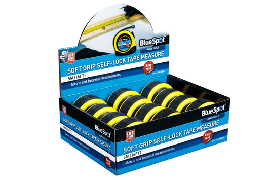 BlueSpot 5m (16ft) Soft Grip Self-Lock Tape Measure 33012