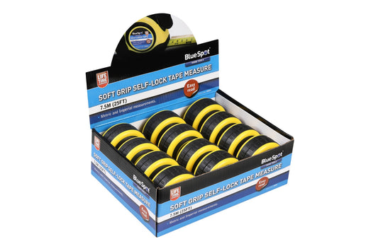 BlueSpot 7.5m (25ft) Soft Grip Self-Lock Tape Measure 33014