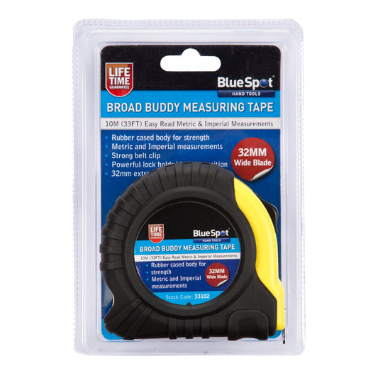 BlueSpot 10m (33ft) Extra-Wide Blade Tape Measure 33102