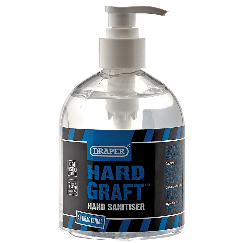 Draper Antibacterial Hand Sanitiser, 500ml (75% alcohol) DRA-33426