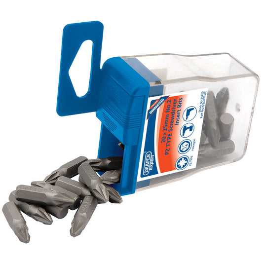 Draper PZ TYPE Insert Bits in Plastic Storage Case, No.2 x 1/4" (Pack of 20) DRA-34220