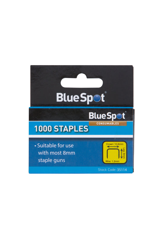 BlueSpot 8mm Crown Flat Wire Staples T50 Style 35114