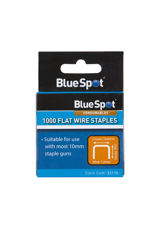 BlueSpot 10mm Crown Flat Wire Staples T50 Type 35116