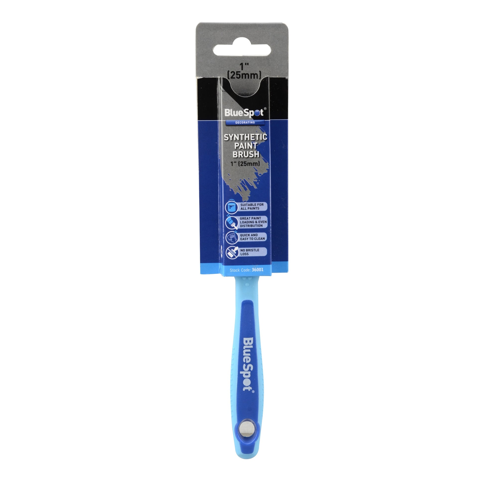 BlueSpot 1" (25mm) Synthetic Paint Brush with Soft Grip Handle 36001