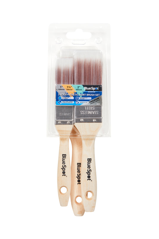 BlueSpot 3 PCE Synthetic Paint Brush Set (1”, 1 ½” and 2”) 36010
