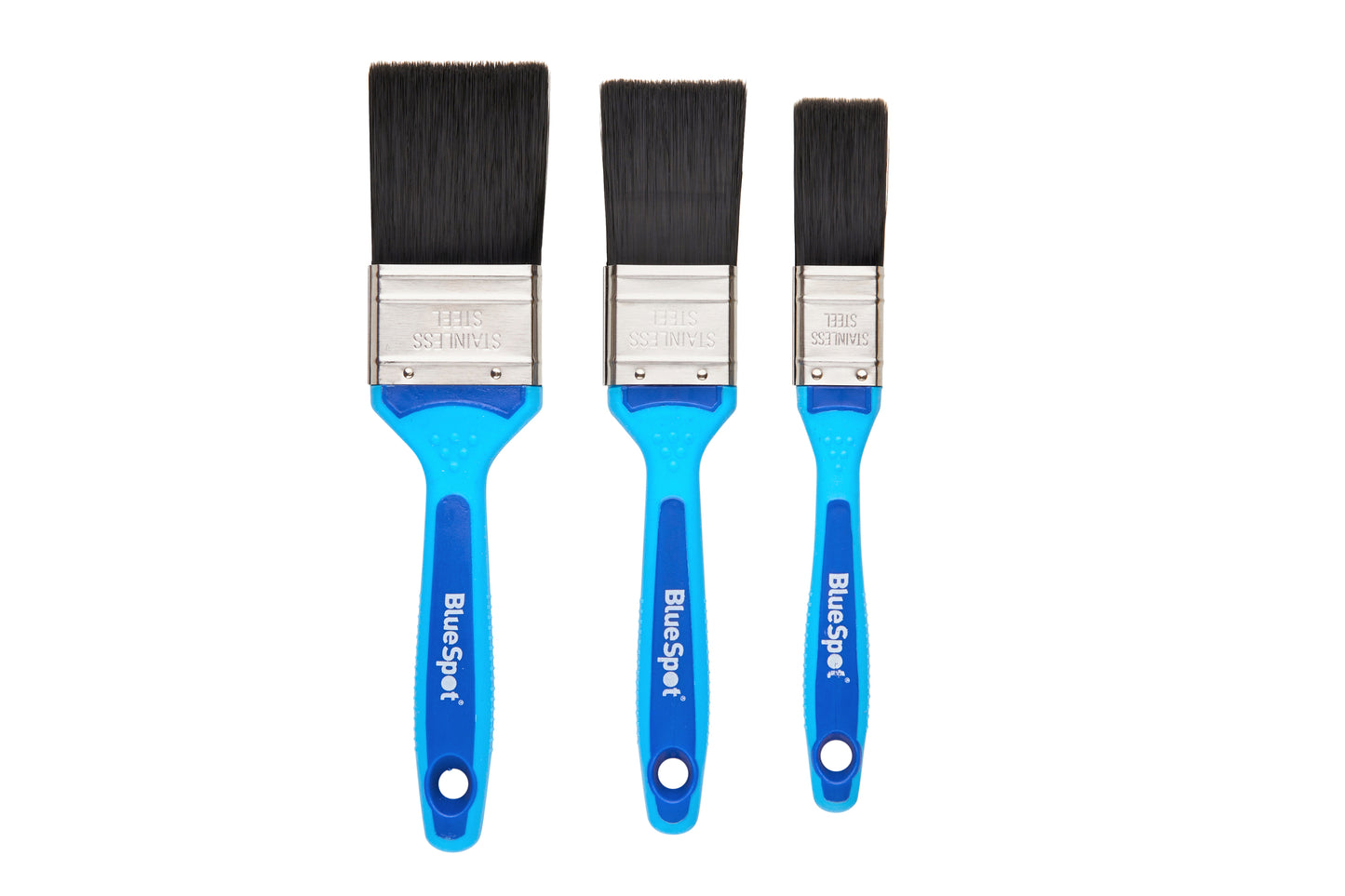 BlueSpot 3 PCE Synthetic Paint Brush Set with Soft Grip Handle (1”, 1 ½” and 2”) 36011