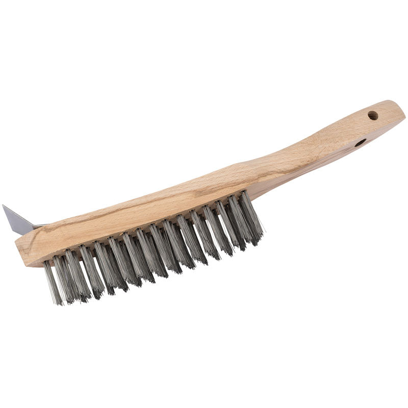 Draper Heavy Duty 4 Row Wire Scratch Brush with Scraper, 310mm DRA-36176