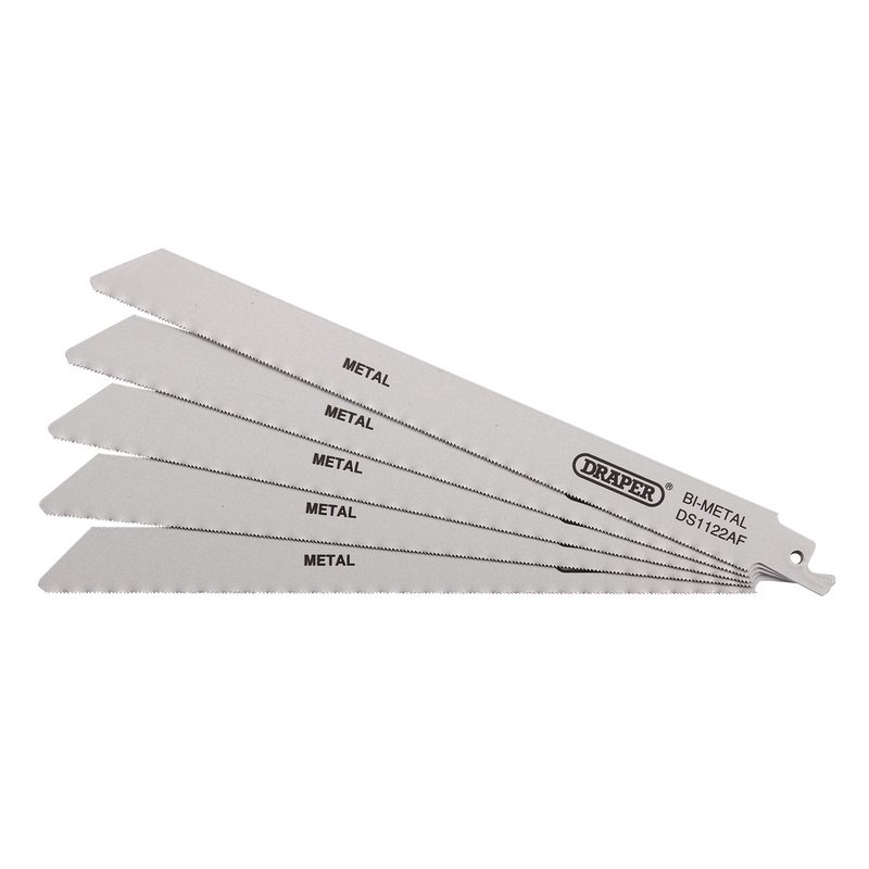 Draper Bi-metal Reciprocating Saw Blades for Metal Cutting, 225mm, 24tpi (Pack of 5) DRA-38593