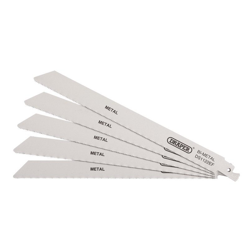 Draper Bi-metal Reciprocating Saw Blades for Metal Cutting, 225mm, 18tpi (Pack of 5) DRA-38631
