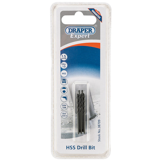 Draper HSS Drill Bit, 1.5mm (Pack of 10) DRA-38709