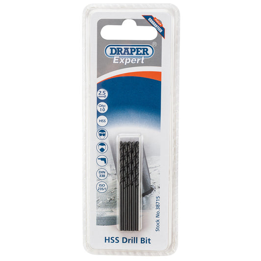 Draper HSS Drill Bit, 2.5mm (Pack of 10) DRA-38715