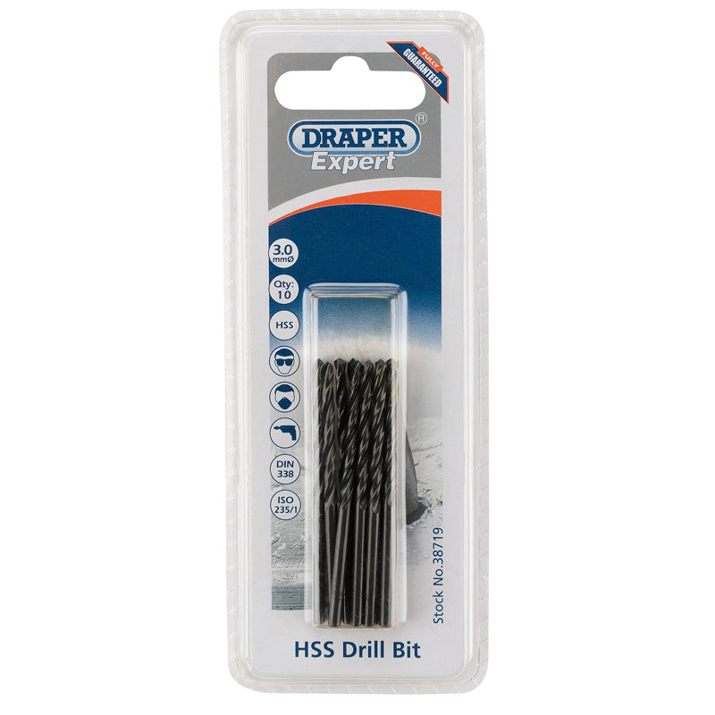Draper HSS Drill Bit, 3.0mm (Pack of 10) DRA-38719