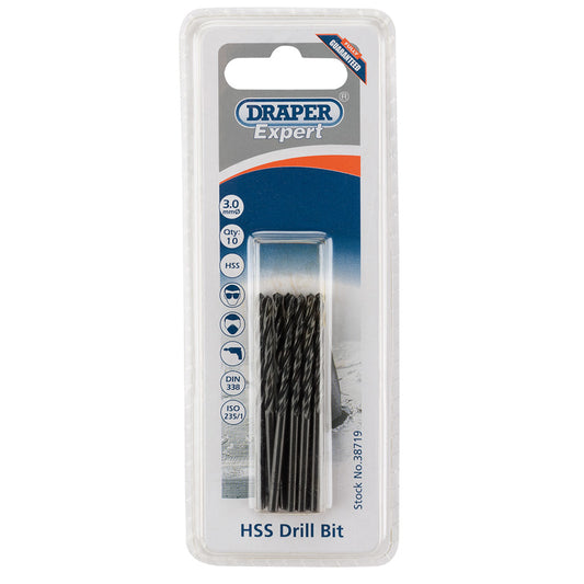 Draper HSS Drill Bit, 3.0mm (Pack of 10) DRA-38719