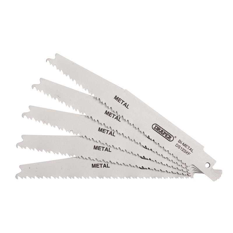 Draper Bi-metal Reciprocating Saw Blades for Metal Cutting, 150mm, 8-14tpi (Pack of 5) DRA-38755