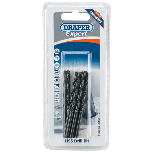Draper HSS Drill Bit, 4.5mm (Pack of 10) DRA-38805