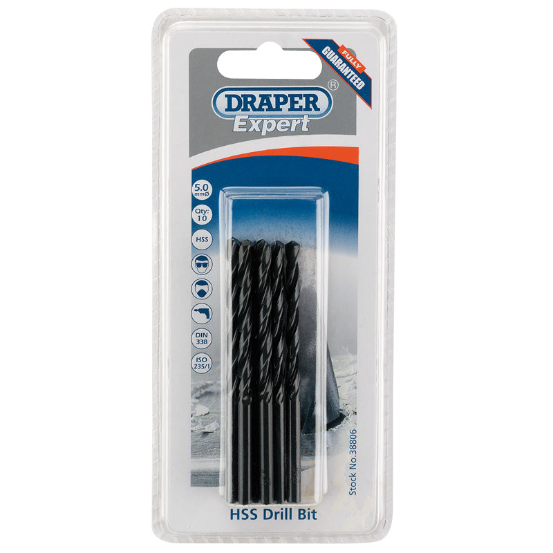 Draper HSS Drill Bit, 5.0mm (Pack of 10) DRA-38806