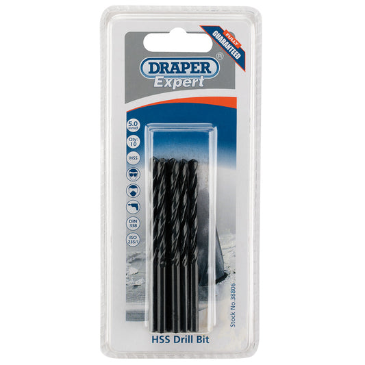 Draper HSS Drill Bit, 5.0mm (Pack of 10) DRA-38806