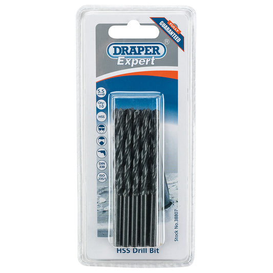 Draper HSS Drill Bit, 5.5mm (Pack of 10) DRA-38807