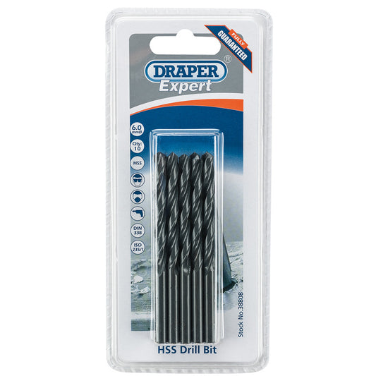 Draper HSS Drill Bit, 6.0mm (Pack of 10) DRA-38808