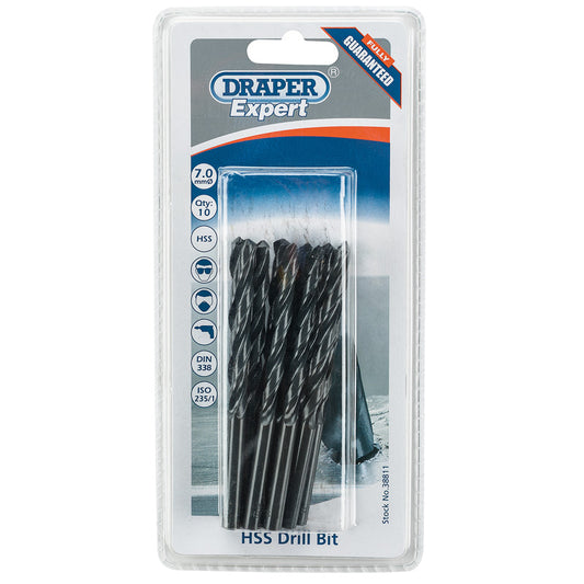 Draper HSS Drill Bit, 7.0mm (Pack of 10) DRA-38811