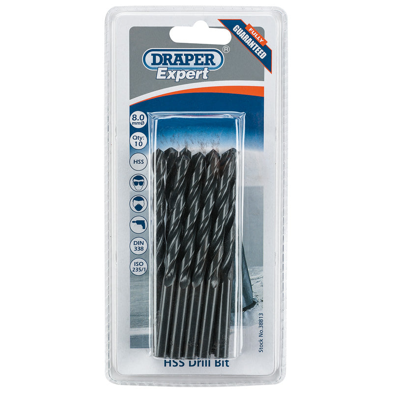Draper HSS Drill Bit, 8.0mm (Pack of 10) DRA-38813