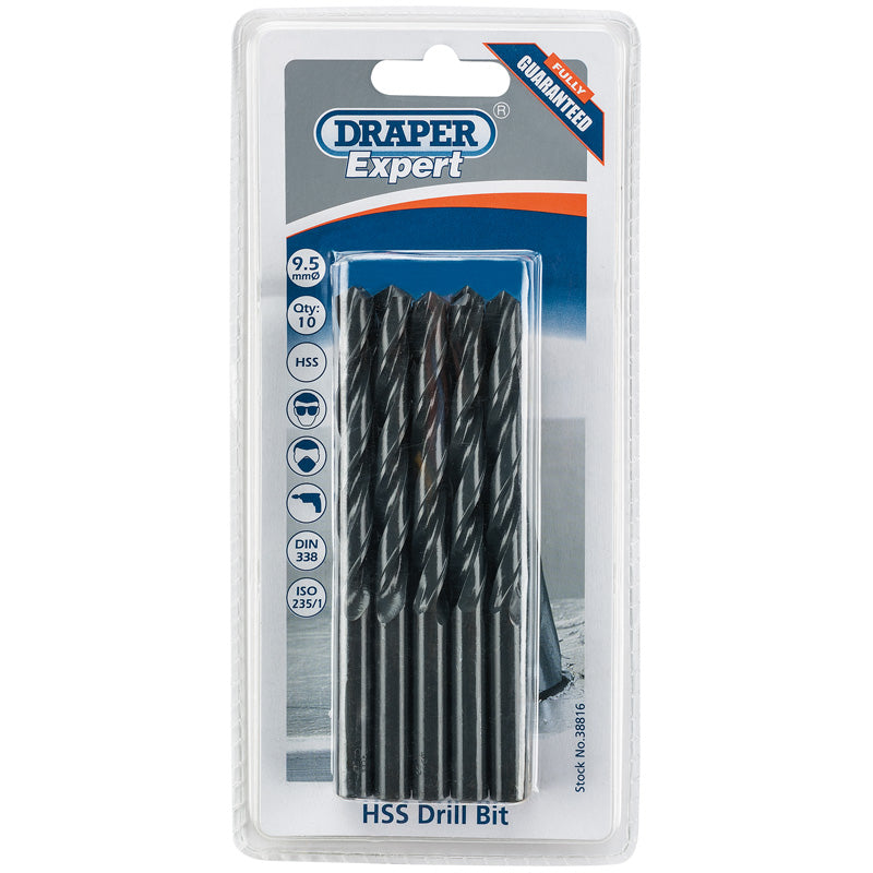 Draper HSS Drill Bit, 9.5mm (Pack of 10) DRA-38816