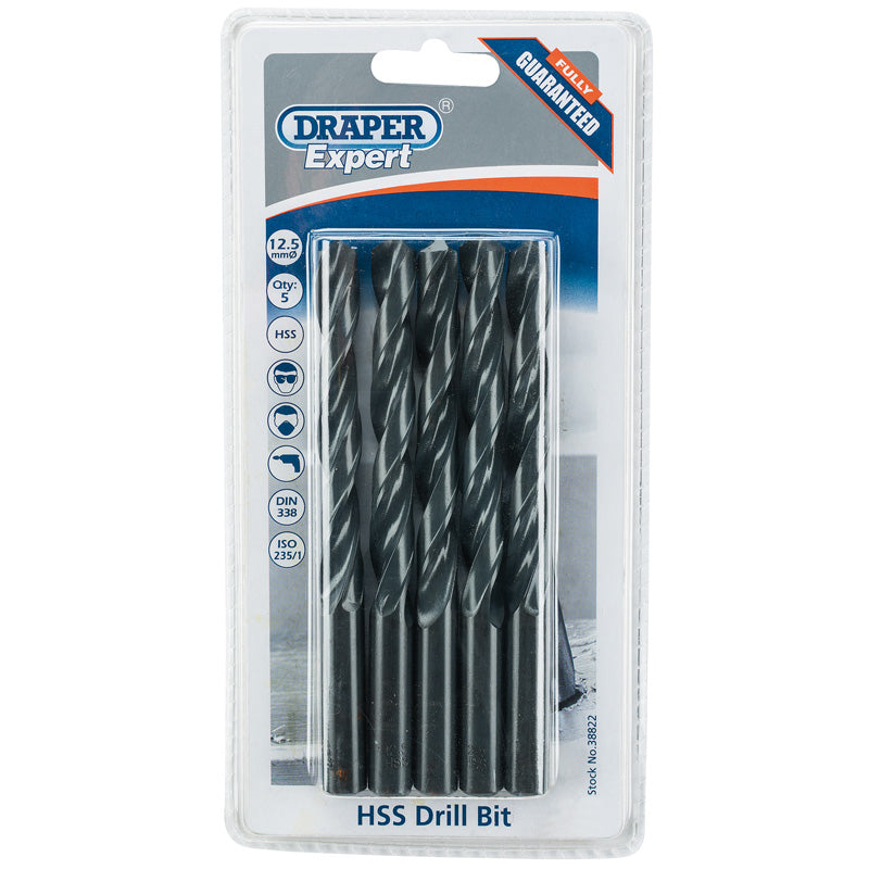 Draper HSS Drill Bit, 12.5mm (Pack of 5) DRA-38822