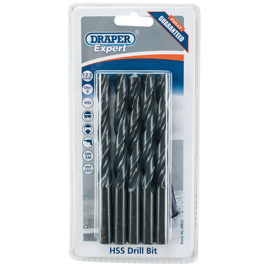 Draper HSS Drill Bit, 12.5mm (Pack of 5) DRA-38822